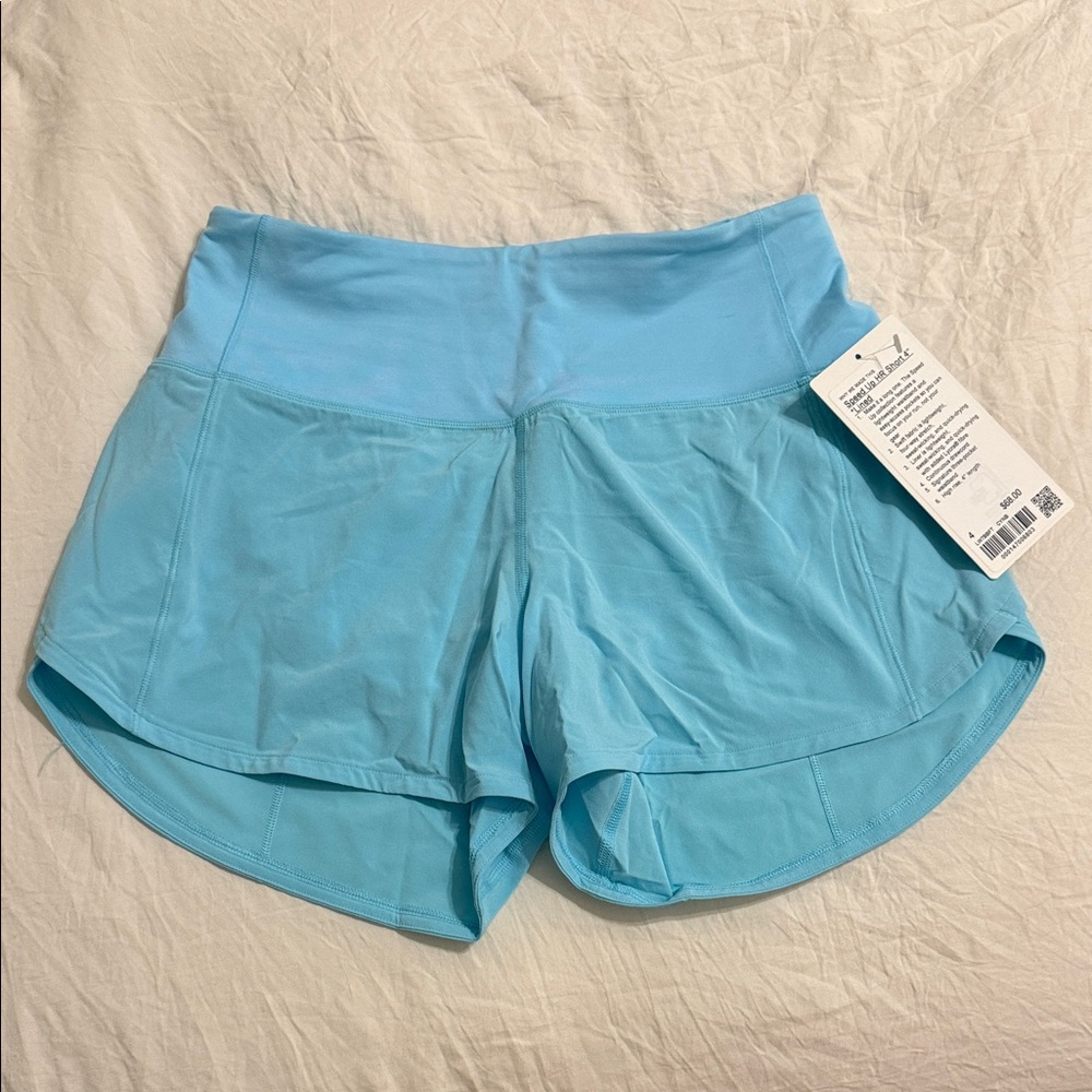 NWT Lululemon 4” Speed UP HR Short Cyan Blue Women's Athletic Shorts - Size 4